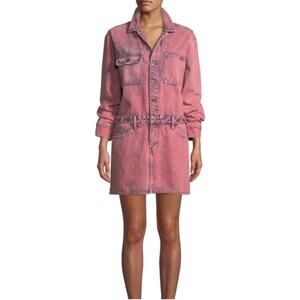 Current/Elliott The Jumpsuit Long Sleeve Denim Dress‎ in Acid Pink Size 2